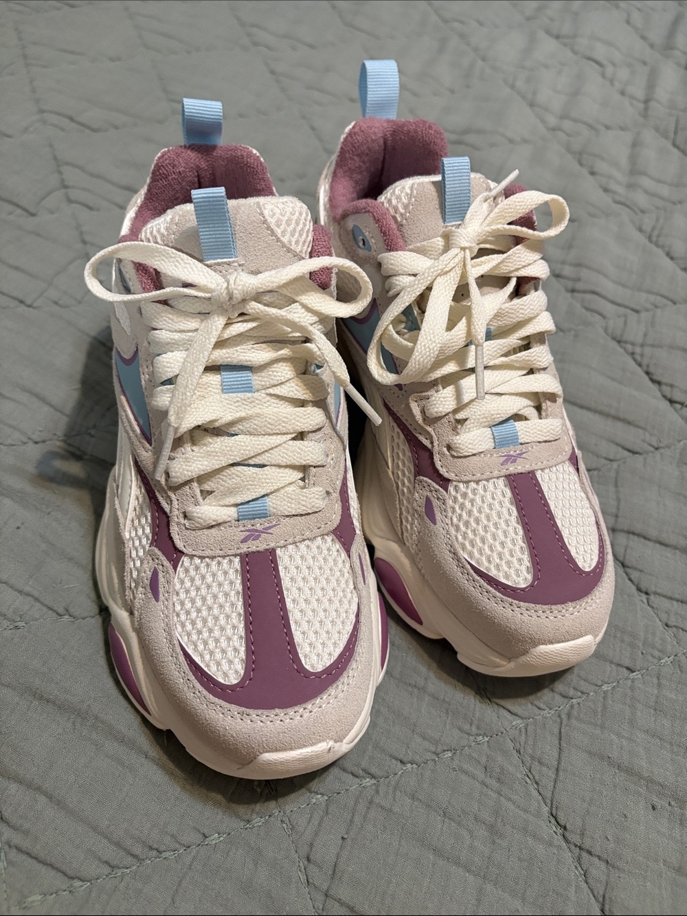 Women’s Chunky White and Purple Athletic Sneakers